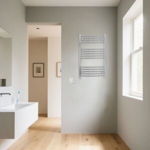 Warmehaus - Curved Chrome Electric Heated Towel Rail Manual 800x500mm 300W Warmehaus - Curved Chrome Electric Heated Towel Rail Manual 800x500mm 300W