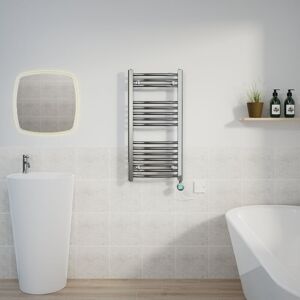 WARMEHAUS Curved Towel Rail Thermostatic Timer Chrome 800x400mm 400W WARMEHAUS Curved Towel Rail Thermostatic Timer Chrome 800x400mm 400W