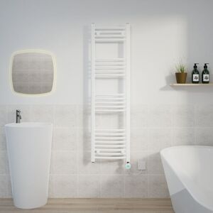 WARMEHAUS Curved Towel Rail Thermostatic Timer White 1400x400mm 800W WARMEHAUS Curved Towel Rail Thermostatic Timer White 1400x400mm 800W