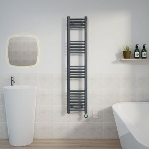 Warmehaus - Curved Towel Rail Thermostatic Timer Grey/Chrome 1400x300mm 800W Warmehaus - Curved Towel Rail Thermostatic Timer Grey/Chrome 1400x300mm 800W