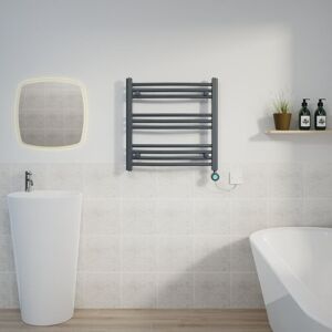 Warmehaus - Curved Towel Rail Thermostatic Timer Anthracite 600x600mm 400W Warmehaus - Curved Towel Rail Thermostatic Timer Anthracite 600x600mm 400W