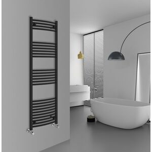Warmehaus - Curved Black Bathroom Ladder Radiator 1600x500mm Warmehaus - Curved Black Bathroom Ladder Radiator 1600x500mm