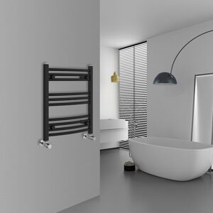 Warmehaus - Curved Black Bathroom Ladder Radiator 600x500mm Warmehaus - Curved Black Bathroom Ladder Radiator 600x500mm