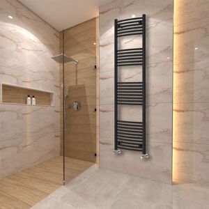 Warmehaus - Bathroom Heated Towel Warmer Curved Black 1800x500mm Warmehaus - Bathroom Heated Towel Warmer Curved Black 1800x500mm