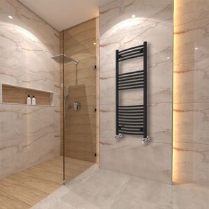 Warmehaus - Bathroom Heated Towel Warmer Curved Black 1200x500mm Warmehaus - Bathroom Heated Towel Warmer Curved Black 1200x500mm