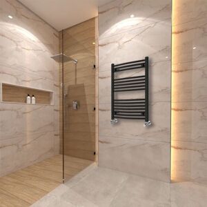 Warmehaus - Bathroom Heated Towel Warmer Curved Black 800x600mm Warmehaus - Bathroom Heated Towel Warmer Curved Black 800x600mm