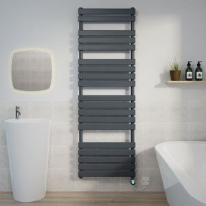 Warmehaus - Flat Electric Towel Rail Thermostatic Timer Grey/Chrome 1800x600 Warmehaus - Flat Electric Towel Rail Thermostatic Timer Grey/Chrome 1800x600