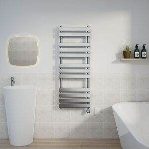 Warmehaus - Flat Electric Towel Rail Thermostatic Timer Chrome 1200x450mm Warmehaus - Flat Electric Towel Rail Thermostatic Timer Chrome 1200x450mm