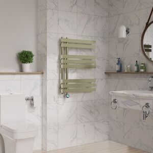 Warmehaus - WiFi Electric Towel Rail Timer d Tube 800x600mm Brushed Brass Warmehaus - WiFi Electric Towel Rail Timer d Tube 800x600mm Brushed Brass