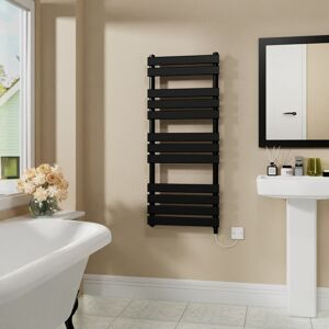 Warmehaus - Electric Flat Heated Towel Rail Radiator Black 1200x500mm 600W Warmehaus - Electric Flat Heated Towel Rail Radiator Black 1200x500mm 600W