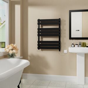 Warmehaus - Electric Flat Heated Towel Rail Radiator Black 800x600mm 400W Warmehaus - Electric Flat Heated Towel Rail Radiator Black 800x600mm 400W