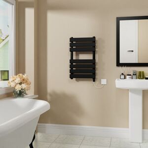 Warmehaus - Electric Flat Heated Towel Rail Radiator Black 650x400mm 400W Warmehaus - Electric Flat Heated Towel Rail Radiator Black 650x400mm 400W