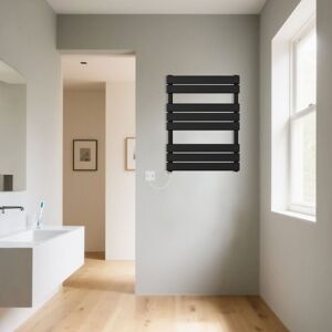 Warmehaus - Black Flat Panel Electric Heated Warming Towel Rail 800x600mm Warmehaus - Black Flat Panel Electric Heated Warming Towel Rail 800x600mm