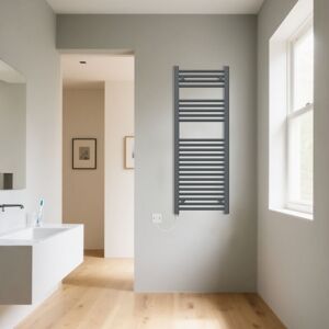 Warmehaus - Anthracite Electric Straight Heated Towel Radiator 1200x450mm Warmehaus - Anthracite Electric Straight Heated Towel Radiator 1200x450mm