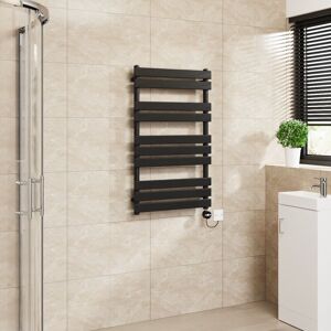 WARMEHAUS Flat Electric Towel Rail Touch Screen Timer Black 1000x600mm WARMEHAUS Flat Electric Towel Rail Touch Screen Timer Black 1000x600mm