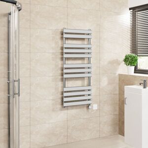 Warmehaus - Flat Electric Towel Rail Touch Screen Timer Chrome 1200x500mm Warmehaus - Flat Electric Towel Rail Touch Screen Timer Chrome 1200x500mm