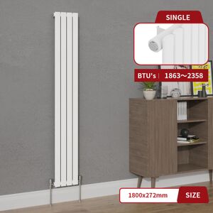 Warmehaus - White Flat Single Panel Vertical Radiator 1800x272mm Warmehaus - White Flat Single Panel Vertical Radiator 1800x272mm