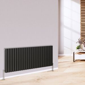 Warmehaus - Horizontal Radiator Oval Double Anthracite 600 x 1417mm Warmehaus - Horizontal Radiator Oval Double Anthracite 600 x 1417mm