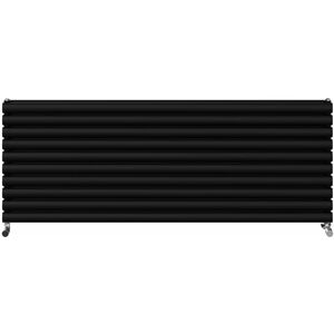 Warmehaus Horizontal Radiator Oval Double Panel Black 590x1600mm Warmehaus Horizontal Radiator Oval Double Panel Black 590x1600mm