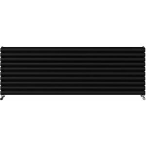 Warmehaus - Horizontal Radiator Oval Double Panel Black 590x1800mm Warmehaus - Horizontal Radiator Oval Double Panel Black 590x1800mm