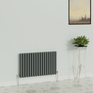 Warmehaus - Oval Anthracite Radiator Horizontal Double 600x1003mm Warmehaus - Oval Anthracite Radiator Horizontal Double 600x1003mm