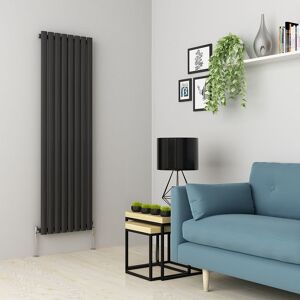 Warmehaus Oval Anthracite Radiator Vertical Single 1600x472mm Warmehaus Oval Anthracite Radiator Vertical Single 1600x472mm