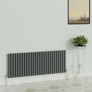 Warmehaus - Horizontal Oval Double Anthracite Radiator 600x1593mm Warmehaus - Horizontal Oval Double Anthracite Radiator 600x1593mm