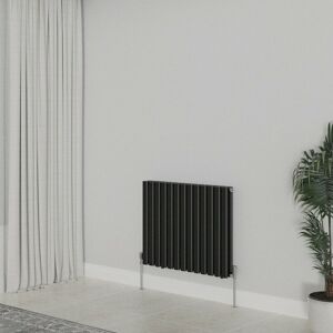 WarmeHaus Horizontal Oval Double Panel Black Radiator 600x767mm WarmeHaus Horizontal Oval Double Panel Black Radiator 600x767mm