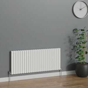 Warmehaus - Horizontal Oval Double Panel White Radiator 600x1416mm Warmehaus - Horizontal Oval Double Panel White Radiator 600x1416mm