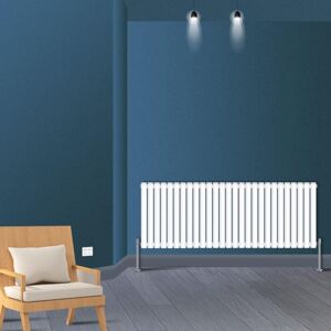 Warmehaus - Horizontal Oval Double Panel White Radiator 600x1594mm Warmehaus - Horizontal Oval Double Panel White Radiator 600x1594mm