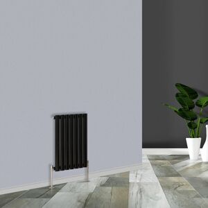 WARMEHAUS Modern Black Horizontal Single Oval Panel Radiator 600x413mm WARMEHAUS Modern Black Horizontal Single Oval Panel Radiator 600x413mm