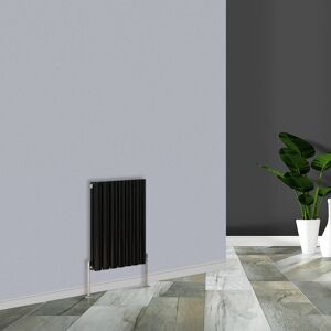 WARMEHAUS Modern Black Horizontal Double Oval Panel Radiator 600x413mm WARMEHAUS Modern Black Horizontal Double Oval Panel Radiator 600x413mm