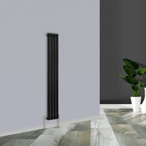 Warmehaus - Black Vertical Single Oval Panel Radiator 1600x236mm Warmehaus - Black Vertical Single Oval Panel Radiator 1600x236mm