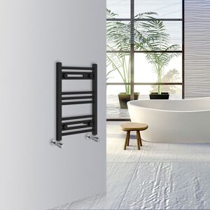 Straight Bathroom Heated Towel Rail Warmer Radiator Central Heating 600x400mm Black - Warmehaus Straight Bathroom Heated Towel Rail Warmer Radiator Central Heating 600x400mm Black - Warmehaus