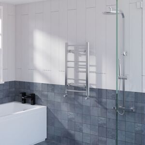 WARMEHAUS Straight Heated Towel Rail Bathroom Radiator Chrome 700x400mm WARMEHAUS Straight Heated Towel Rail Bathroom Radiator Chrome 700x400mm