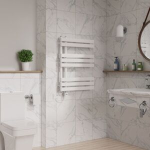 Warmehaus - Touch Screen Electric d Tube Towel Rail 800x600mm White Warmehaus - Touch Screen Electric d Tube Towel Rail 800x600mm White