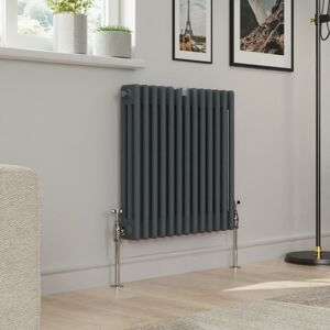 Warmehaus - Traditional Triple Column Anthracite Radiator Cast Iron Style Radiators 600x607mm Warmehaus - Traditional Triple Column Anthracite Radiator Cast Iron Style Radiators 600x607mm