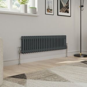 Warmehaus - Traditional Double Column Anthracite Radiator Cast Iron Style Radiators 300x1190mm Warmehaus - Traditional Double Column Anthracite Radiator Cast Iron Style Radiators 300x1190mm