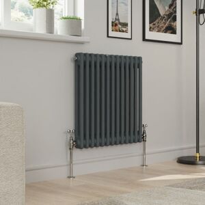 Warmehaus - Traditional Double Column Anthracite Radiator Cast Iron Style Radiators 600x605mm Warmehaus - Traditional Double Column Anthracite Radiator Cast Iron Style Radiators 600x605mm