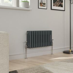 Warmehaus - Traditional Triple Column Anthracite Radiator Cast Iron Style Radiators 300x607mm Warmehaus - Traditional Triple Column Anthracite Radiator Cast Iron Style Radiators 300x607mm