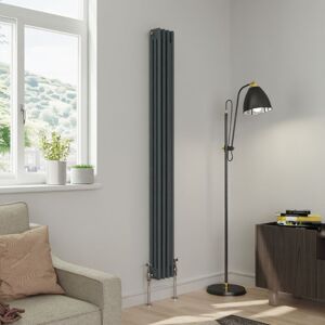 Warmehaus - Traditional Triple Column Anthracite Radiator Cast Iron Style Radiators 1800x202mm Warmehaus - Traditional Triple Column Anthracite Radiator Cast Iron Style Radiators 1800x202mm
