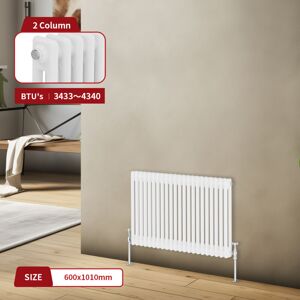 Warmehaus Traditional Radiator Double Column White 600 x 1010mm Warmehaus Traditional Radiator Double Column White 600 x 1010mm