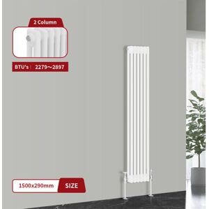 Warmehaus - Traditional Cast Iron Style Radiator White Double Column 1500 x 290mm Warmehaus - Traditional Cast Iron Style Radiator White Double Column 1500 x 290mm