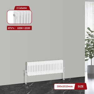 Warmehaus - Traditional Cast Iron Style Radiator White Double Column 300 x 1010mm Warmehaus - Traditional Cast Iron Style Radiator White Double Column 300 x 1010mm