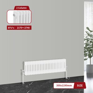 Warmehaus - Traditional Cast Iron Style Radiator White Double Column 300 x 1190mm Warmehaus - Traditional Cast Iron Style Radiator White Double Column 300 x 1190mm