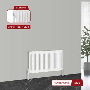 Warmehaus - Traditional Cast Iron Style Radiator White Double Column 600 x 1190mm Warmehaus - Traditional Cast Iron Style Radiator White Double Column 600 x 1190mm