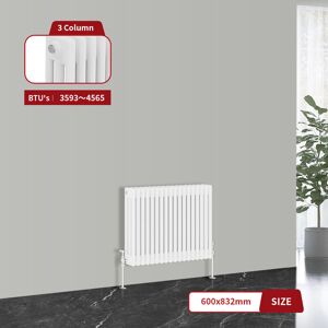 Warmehaus - Traditional Cast Iron Style Radiator White Triple Column 600 x 832mm Warmehaus - Traditional Cast Iron Style Radiator White Triple Column 600 x 832mm