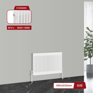 Warmehaus - Traditional Cast Iron Style Radiator White Double Column 600 x 1010mm Warmehaus - Traditional Cast Iron Style Radiator White Double Column 600 x 1010mm