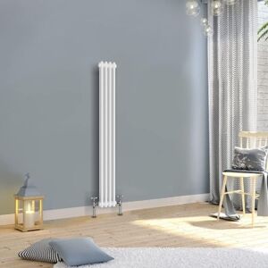 Warmehaus - Traditional Double Column White Radiator Cast Iron Style Radiators 1500 x 200mm Warmehaus - Traditional Double Column White Radiator Cast Iron Style Radiators 1500 x 200mm