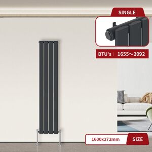 Warmehaus Flat Radiator Anthracite Vertical 1600 x 272mm Single Warmehaus Flat Radiator Anthracite Vertical 1600 x 272mm Single